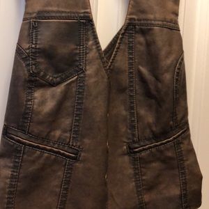 Body central faux leather brown vest large